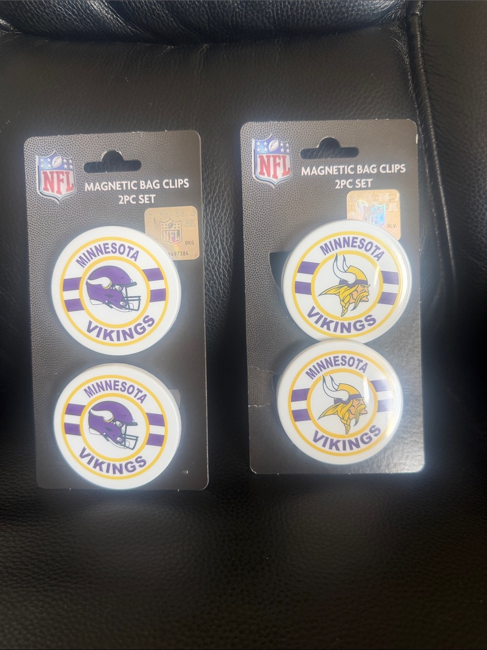 Minnesota Vikings Magnetic Bag Clips 2-Pack - White/Purple/Gold